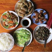 Simple Vietnamese homestay meal