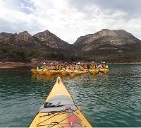 Kayaking on Coles Bay, beneath the Hazards