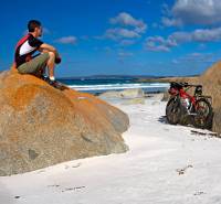 Biker at the Bay of Fires |  <i>Andrew Bain</i>