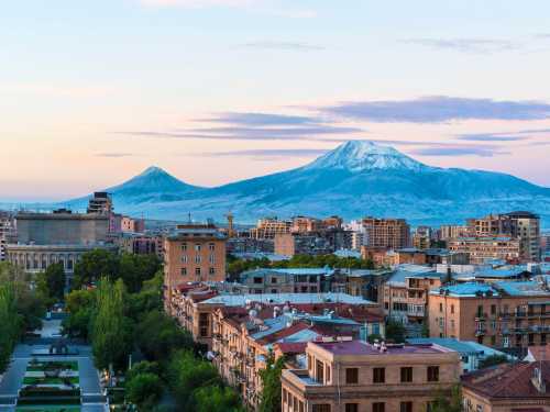 Looking over historic Yerevan toward Mount Ararat.