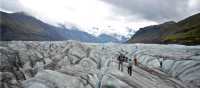 Walking on a glacier in Iceland
