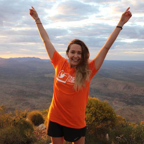 Celebrating at the top of Mount Sonder.