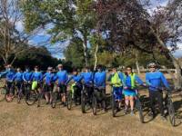 Mater Dei supporters on Day 2 as they traverse Tasmania's East Coast on a cycling, kayaking and hiking adventure