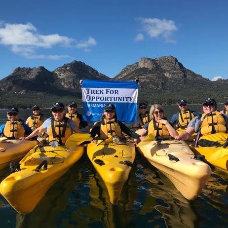 Mater Dei supporters traverse Tasmania's East Coast on a kayaking, cycling and hiking adventure