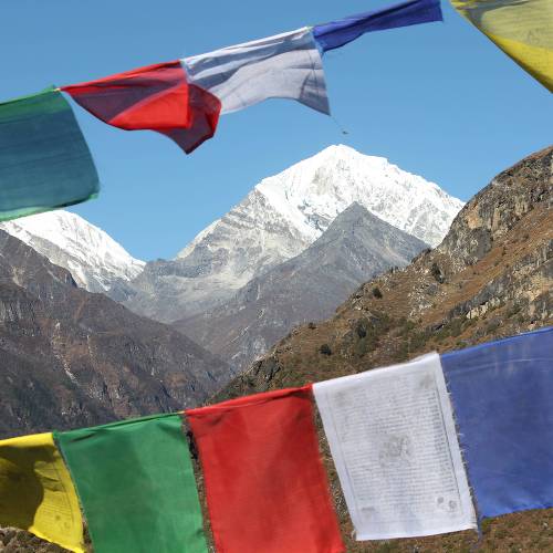 Mountains and prayer flags