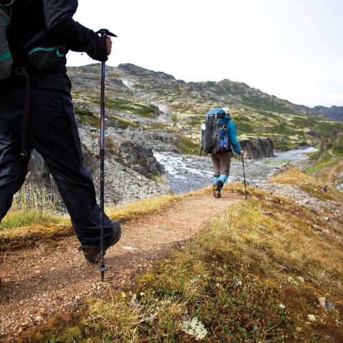 Retracing the steps of the Stampeders route over the Chilkoot Pass.
