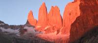 The towers of Paine at sunrise, Torres Del Paine National Park. | Sarah Higgins