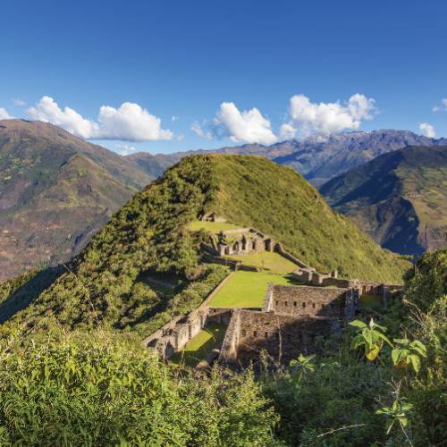Panoramic view of the 'lost' Inca ruins of Choquequirao